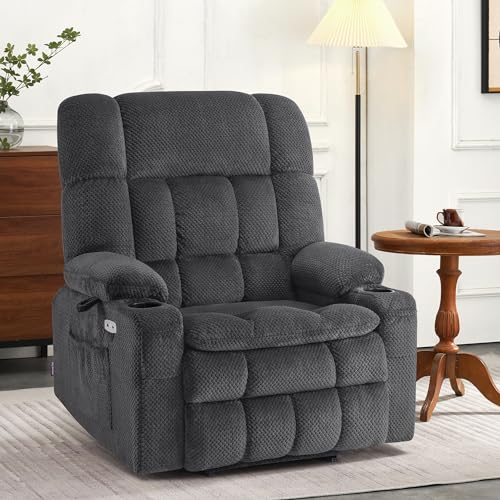MCombo Dual Motor Power Lift Recliner Chair with Massage and Heat for Elderly People, Infinite Position, USB Ports, Cup Holders, Fabric 7890 (Medium-Regular, Burgundy)