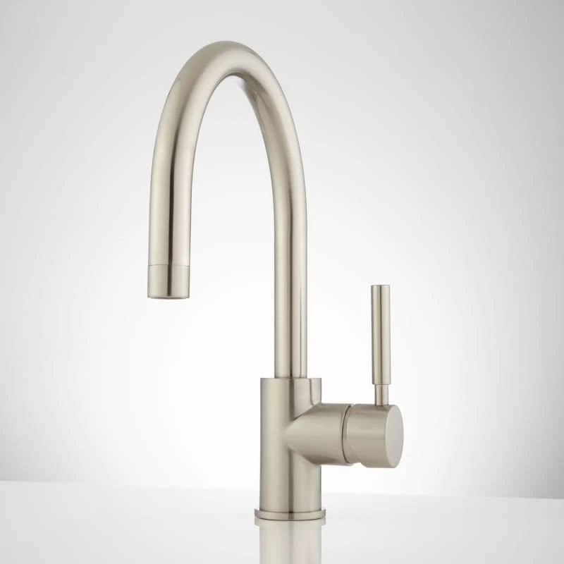 Signature Hardware 927809 Casimir Single Hole Bathroom Faucet with Pop-Up Drain Assembly Brushed Nickel Faucet Bathroom Sink Fau