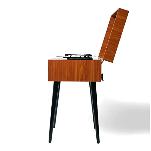 VICTOR Newbury 8-in-1 Turntable Music Center with 3-Speed Record Player, CD/MP3 Player, FM Radio, Dual Bluetooth In & Out, USB Playback & Record, Built-In Stereo Speakers & Chair Height Legs, Espresso