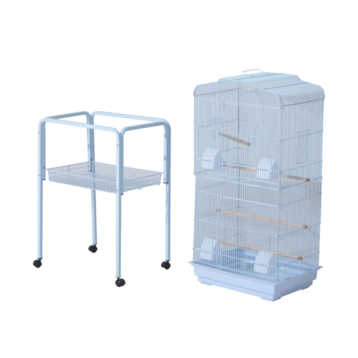 Pawhut 63x22 Bird Cage Large Finch Parrot Conure Metal Wheels Play Top House Pet Supplies - White