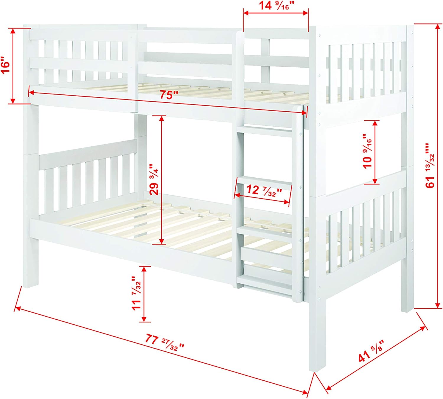 Donco Kids Austin Mission Twin Over Twin White Bunkbed