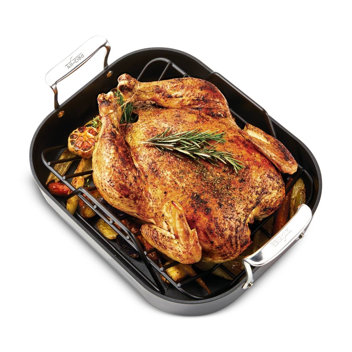 All-Clad Essentials Roaster with Rack, 11 X14 in, Grey