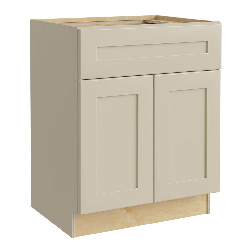 Home Decorators Collection Nashville Cream Painted Plywood Shaker Stock Assembled Sink Base Kitchen Cabinet 2 Doors (30 in. x 34