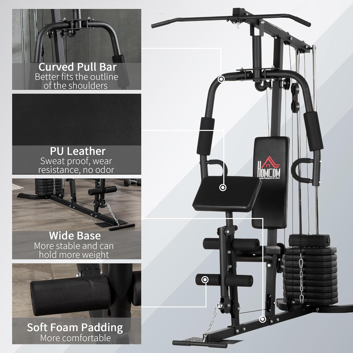 Soozier Home Gym System, Multifunction Workout Station with 100Lbs Weight Stack, 100Lbs Resistance for Full Body Workout Machine