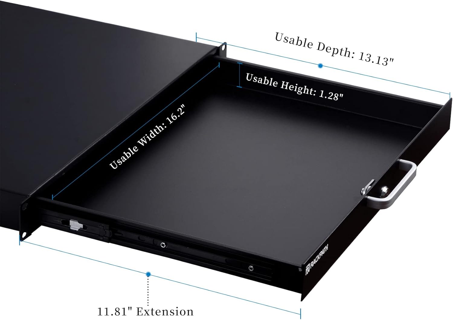RackPath 1U Rack Mount Drawer for 19 Inch AV/Network/DJ Equipment Racks or Cabinets with Lock and Key