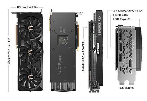 ZOTAC Gaming GeForce RTX 2080 Ti AMP Extreme 11GB GDDR6 352-bit Gaming Graphics Card, IceStorm 2.0, Extreme Overclock, Freeze Fan Stop, Active Fan Control, PowerBoost, Spectra 2.0, ZT-T20810B-10P
