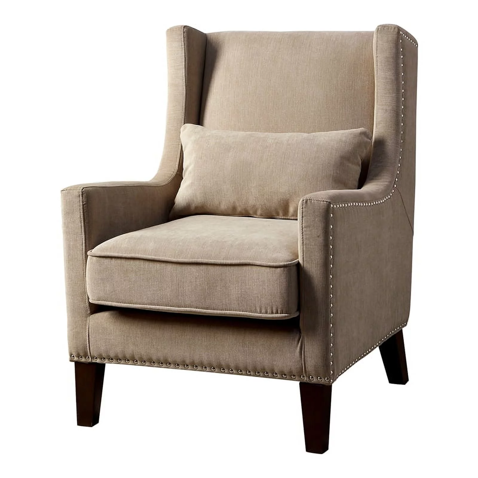 Furniture of America Franklin Fabric Wingback Nailhead Accent Chair in Ivory