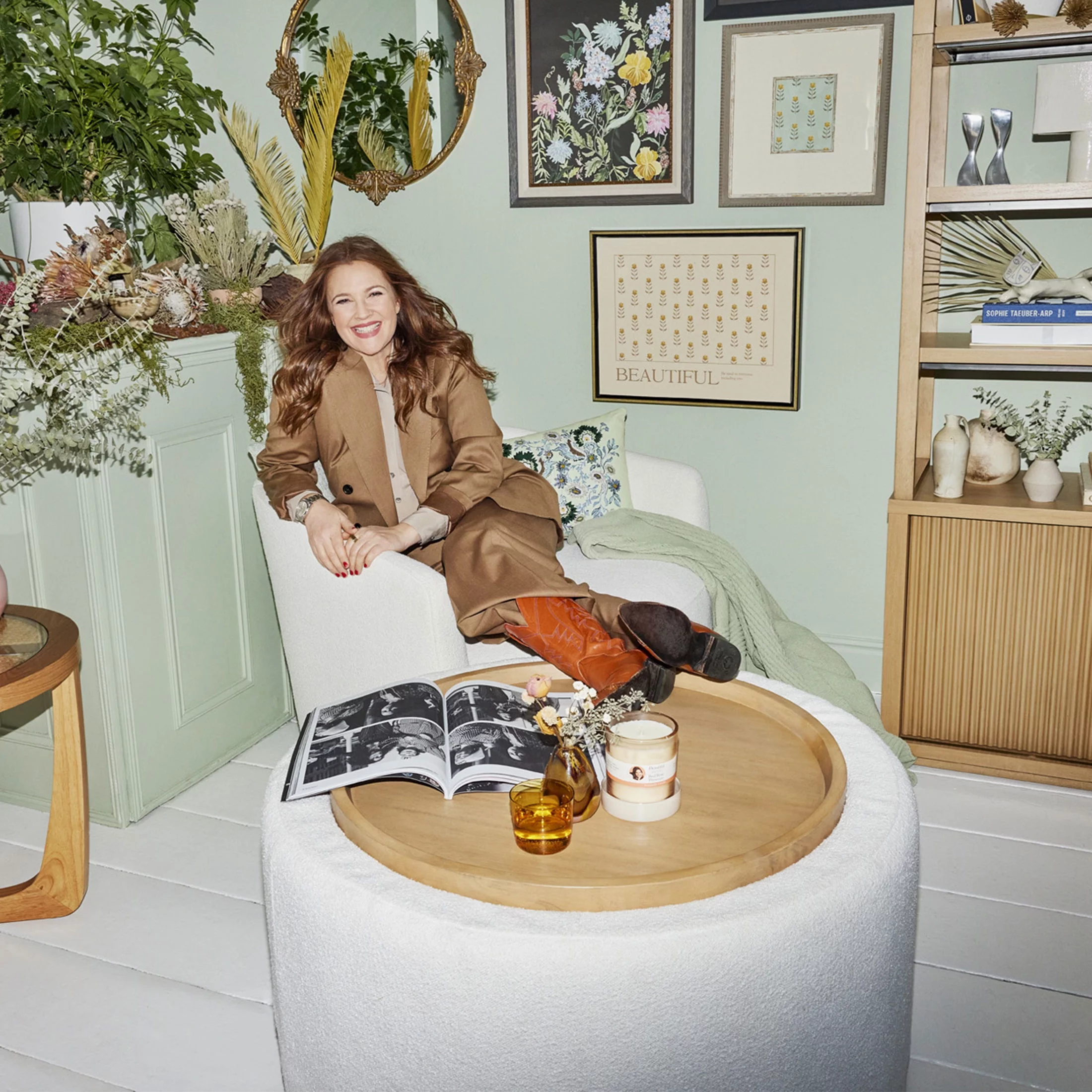 Beautiful Drew Stowaway Coffee Table with Storage by Drew Barrymore, Cream