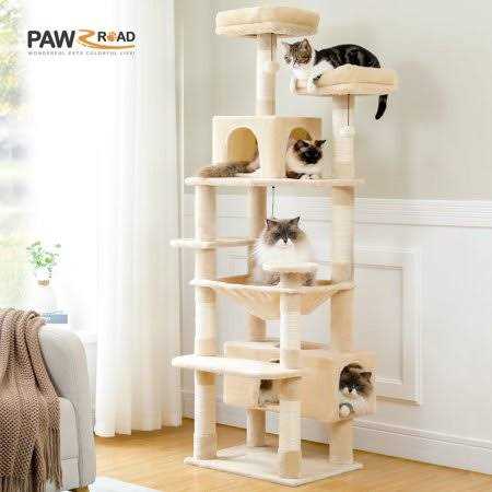 Pawz Road 73 inch Cat Tree for Large Cats Multi Level Tall Cat Tower Condo with 7 Scratching Posts - Pet Supplies online store