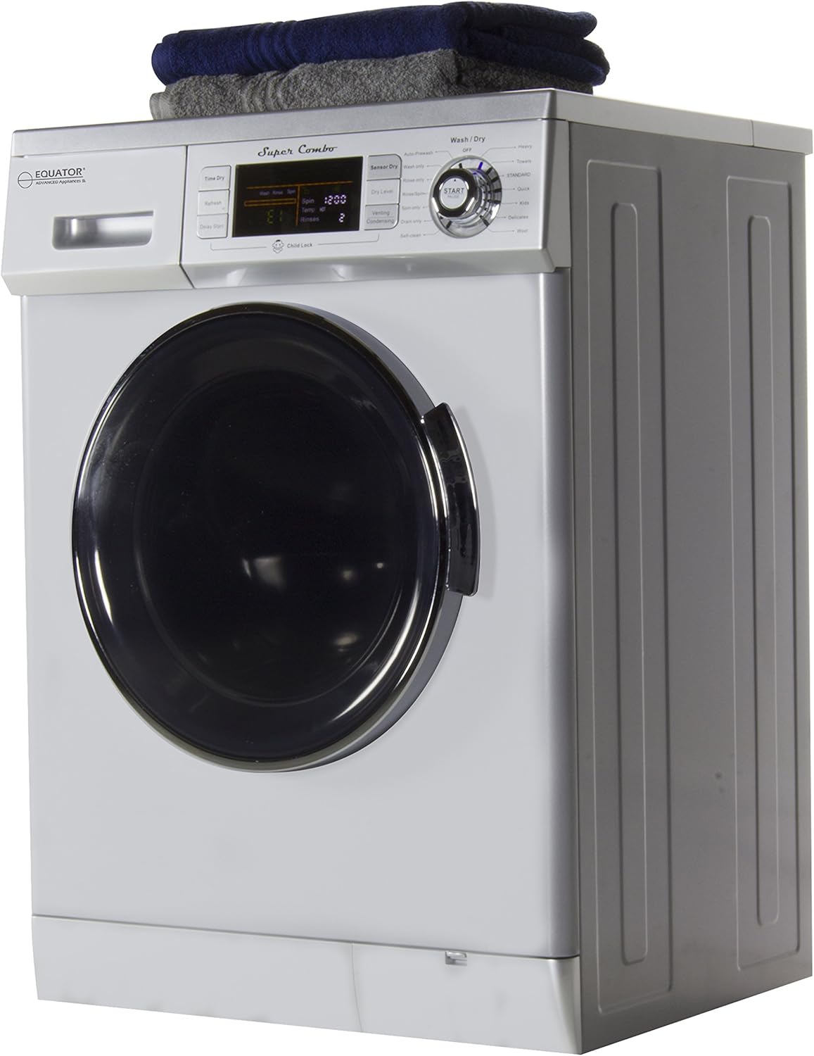 Equator All-in-one Compact Combo Washer Dryer 1200 RPM spin, Auto water level, Sensor Dry Optional Venting/Condensing in Silver; 2016 Model
