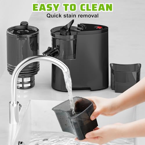 Cold Press Juicer, 5.8" Wide Feed Chute Juice Extractor Machine with 400W, High Juice Yield, Slow Masticating Juicer for Whole Vegetables & Fruits, Metallic Silver