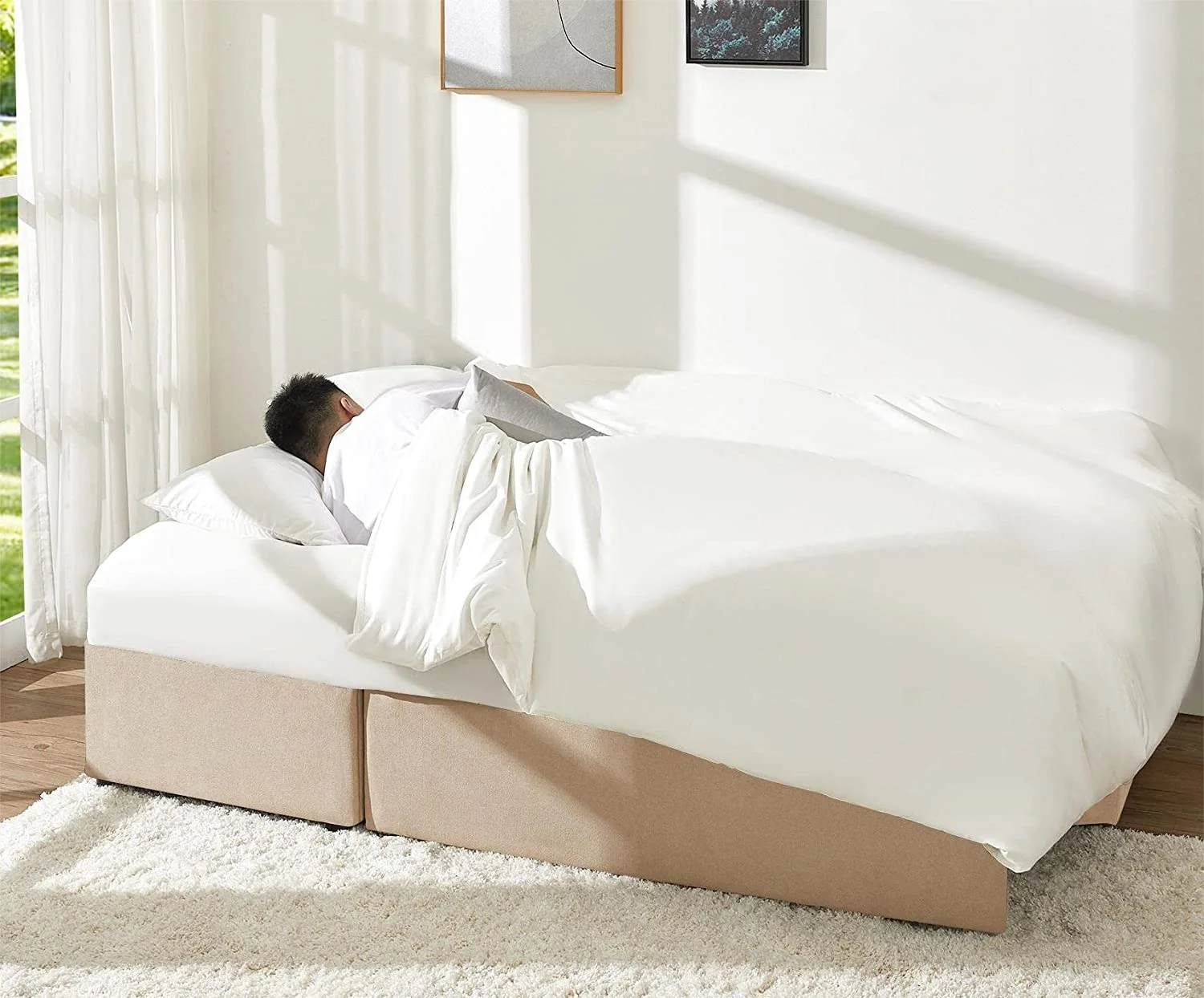 Papajet Sofa Bed, Sleeper Sofa with Storage Chaise, Pull Out Couch for Living Room- Gray Chenille