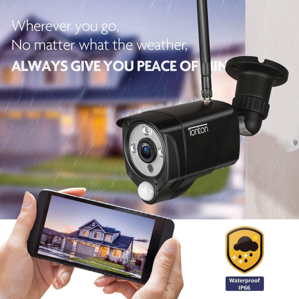 [2K&2 Way Audio&Thermal Detection] Tonton Wireless All-in-One Ultra HD Security Camera System with 16 Inch Monitor, 8CH NVR with 1TB HDD,4PCS 3MP Outdoor Bullet IP Cameras,Plug and Play