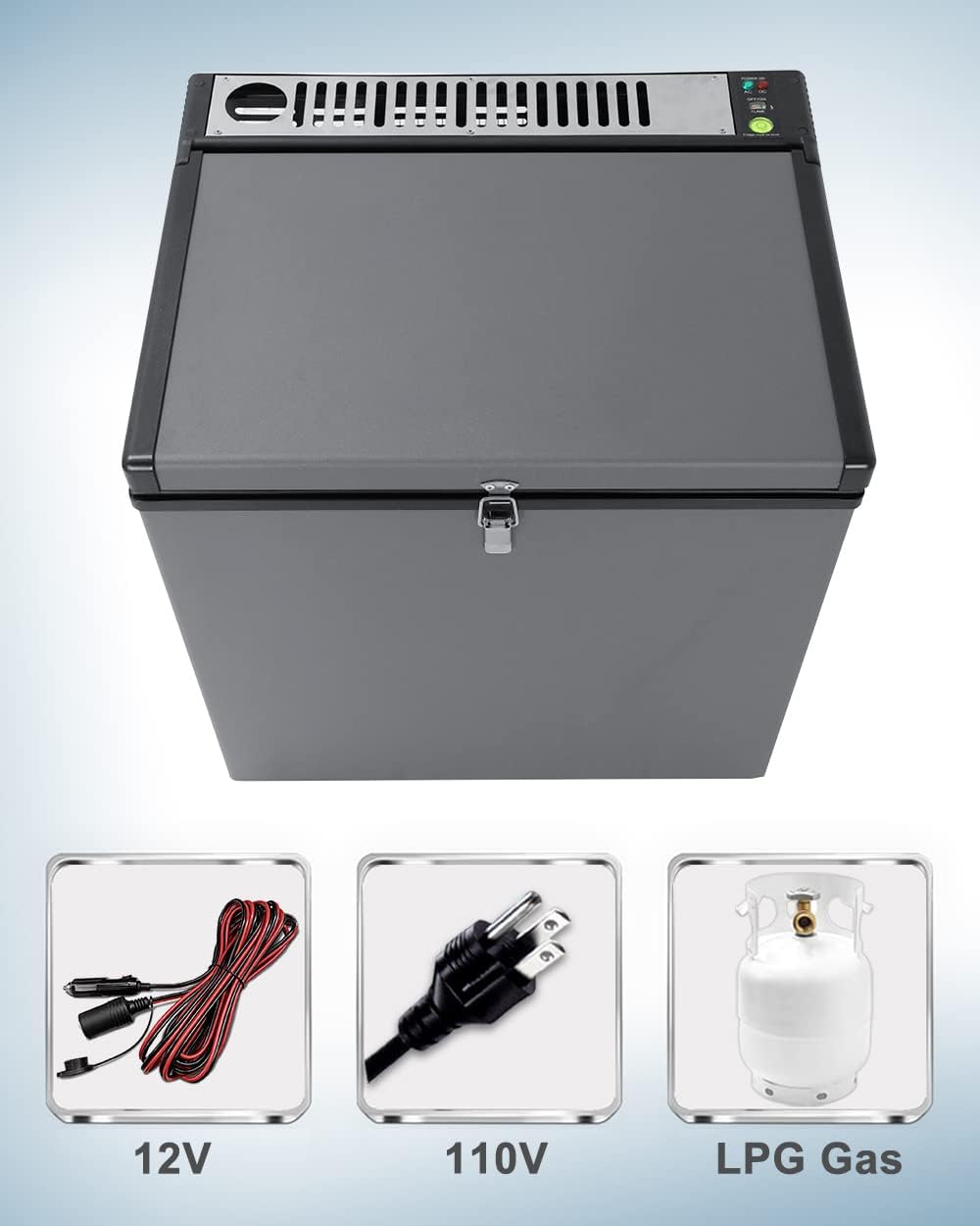 2.4 Cu.Ft Portable Propane Freezer/Fridge, 110V/12V/LPG Small Gas Chest Freezer/Refrigerator with Lock, 3 Way Deep Freezer for Camping, Pulse Ignition, RV, Truck, Outdoor, Off Grid, Black