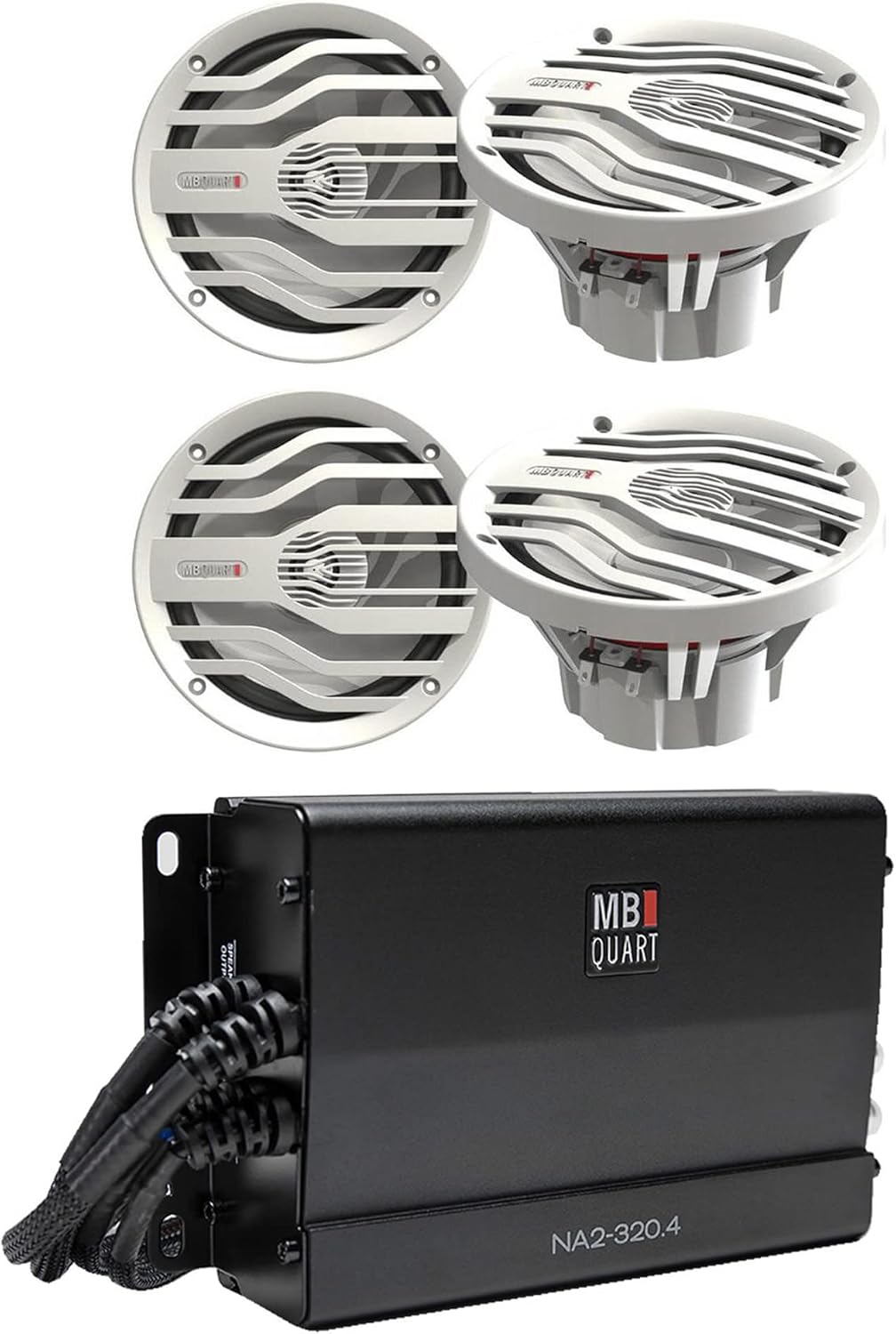 MB Quart NA2-320.4 Compact Four Channel, 320 watt Powersports Amplifier, Black