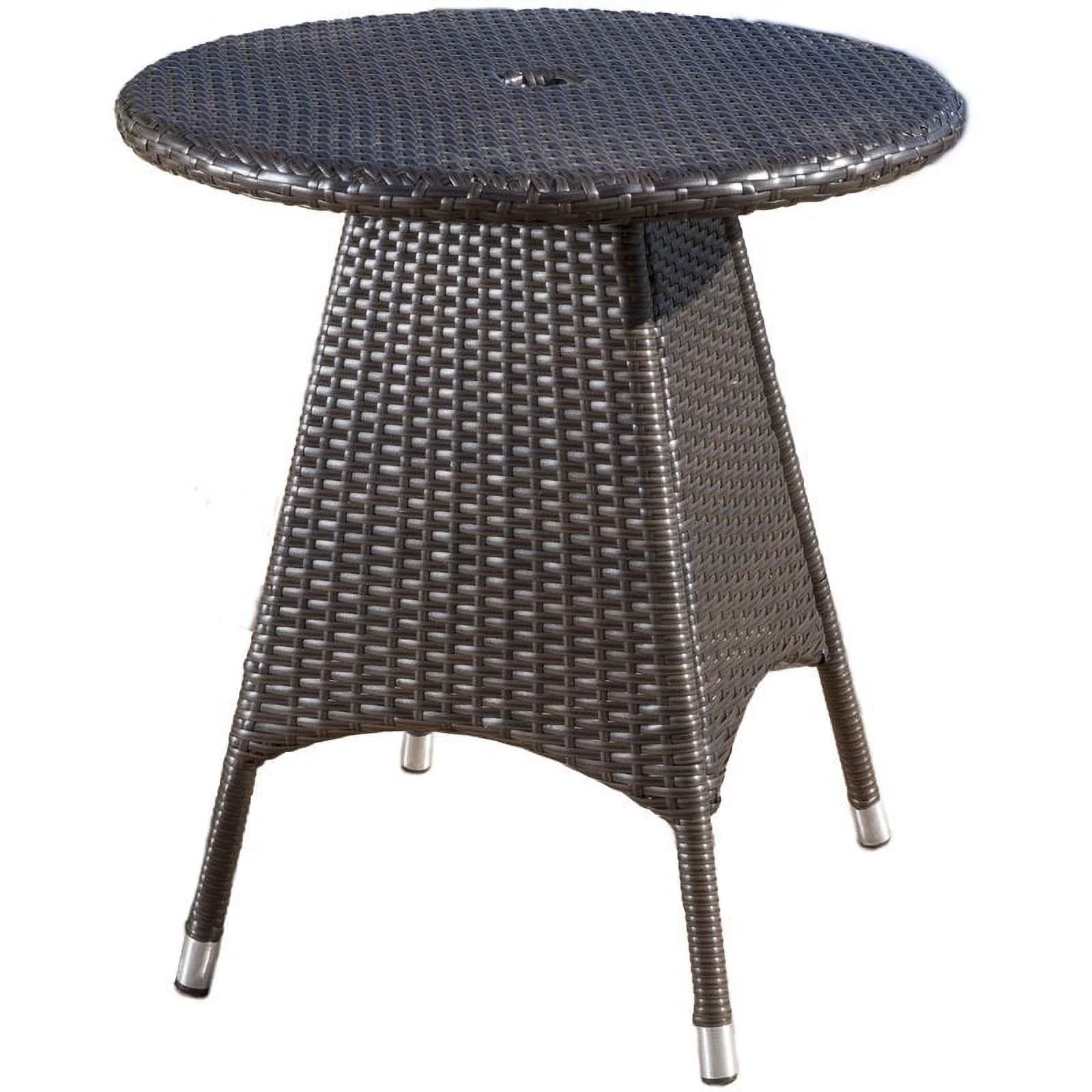 Noble House Corsica 25.75 Round Wicker Patio Dining Table in Brown