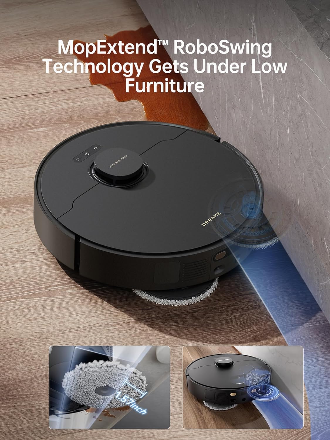 dreame X40 Ultra Robotic Vacuum with Removable & Liftable Mop, 12,000Pa Suction, SideBrush Extensive Cleaning, 158°F Mop&Washboard Self Cleaning, Auto-Empty, Auto Refill, liftable Brushes