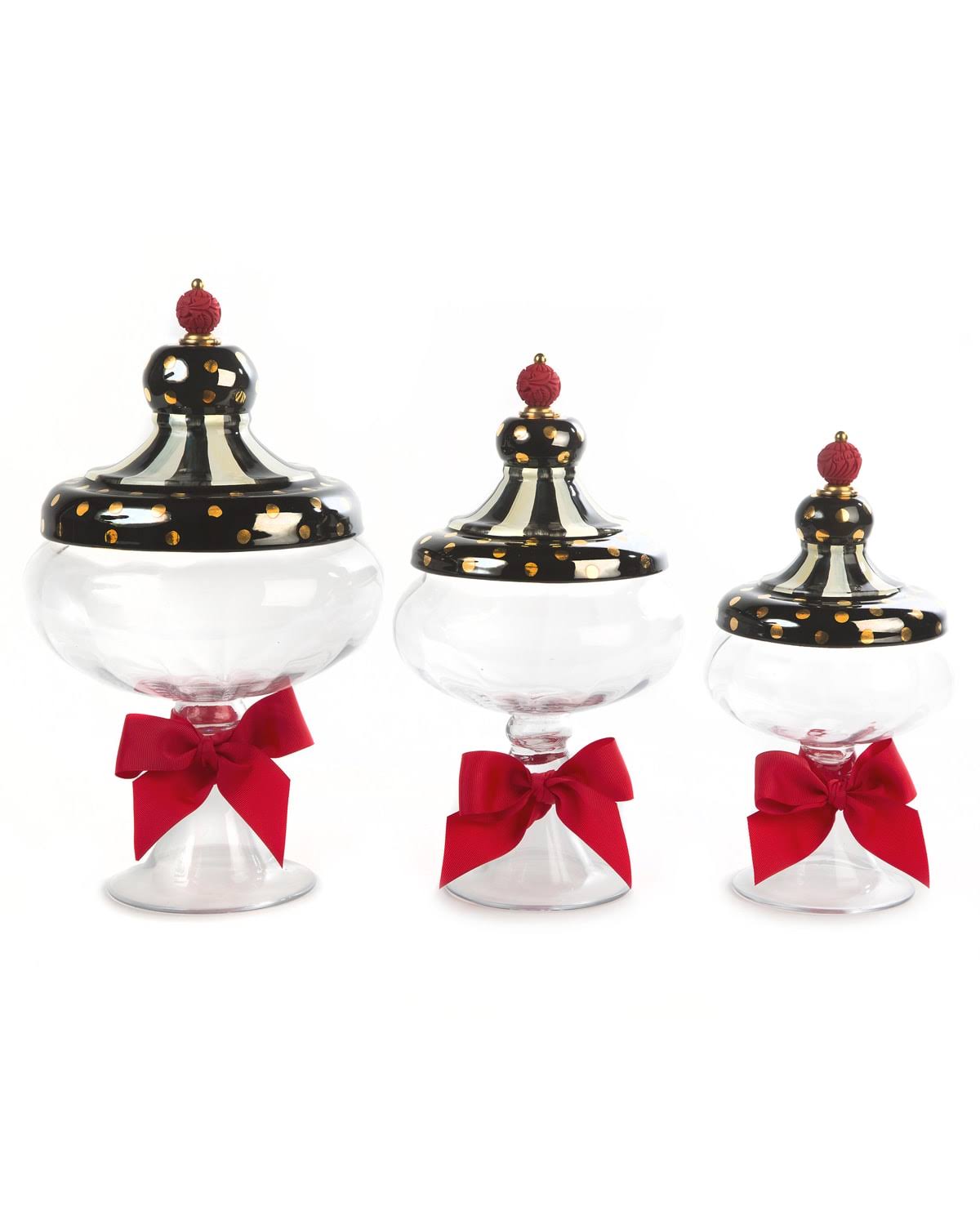 MacKenzie-Childs Black Tie Apothecary Jar - Medium