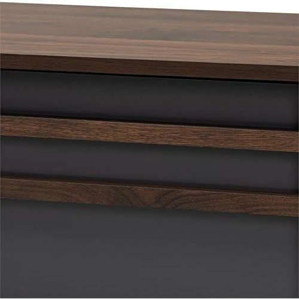 Wood 60" TV Stand Console Entertainment Center In Gray And Walnut