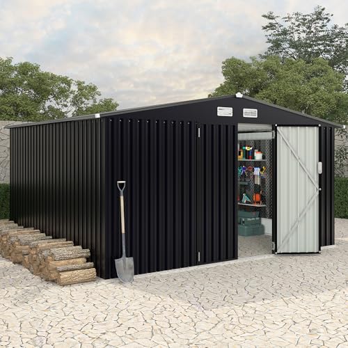 All-Weather Resin Shed with Window, Outdoor Plastic Garden Shed with Lockable Door and Vents, Outdoor Resin Storage Sheds for Tool, Bike, Backyard, Patio