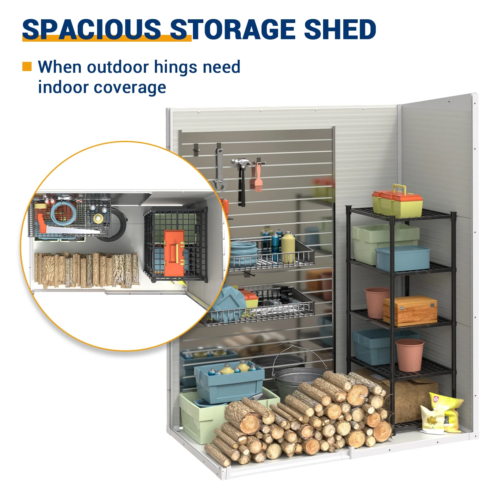 ECOPATIO Outdoor Storage Shed 5x3 FT, Resin Garden Shed for Bike, Garbage Can, Tool, Plastic Outside Sheds & Outdoor Storage Storage Box with Lockable Door for Backyard, Patio, Lawn, Sandstone
