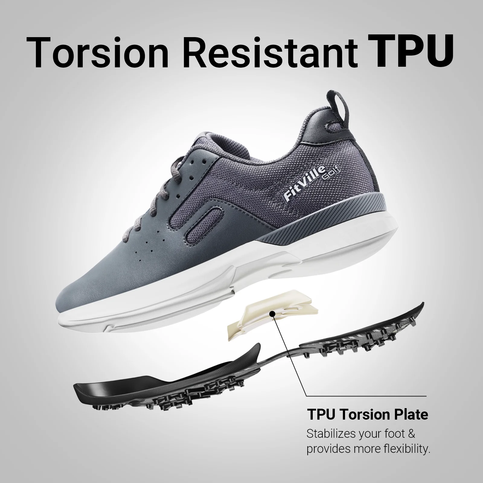 FitVille Professional Mens Golf Shoes Extra Wide Spiked Golf Shoes for Men Waterproof ( Basalt Gray, 14 Wide) - Curated Treasures Market