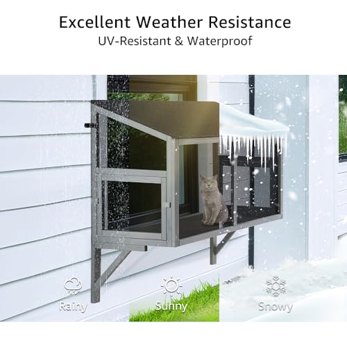 beeNbkks Bug Proof Cat Catio, Window Box Enclosure for Indoor Cats, Wooden Cat Window Perch House, Expandable for Multi Cats, Secure Comfortable Outdoor Haven for Cats, Keep Bugs Insects Out