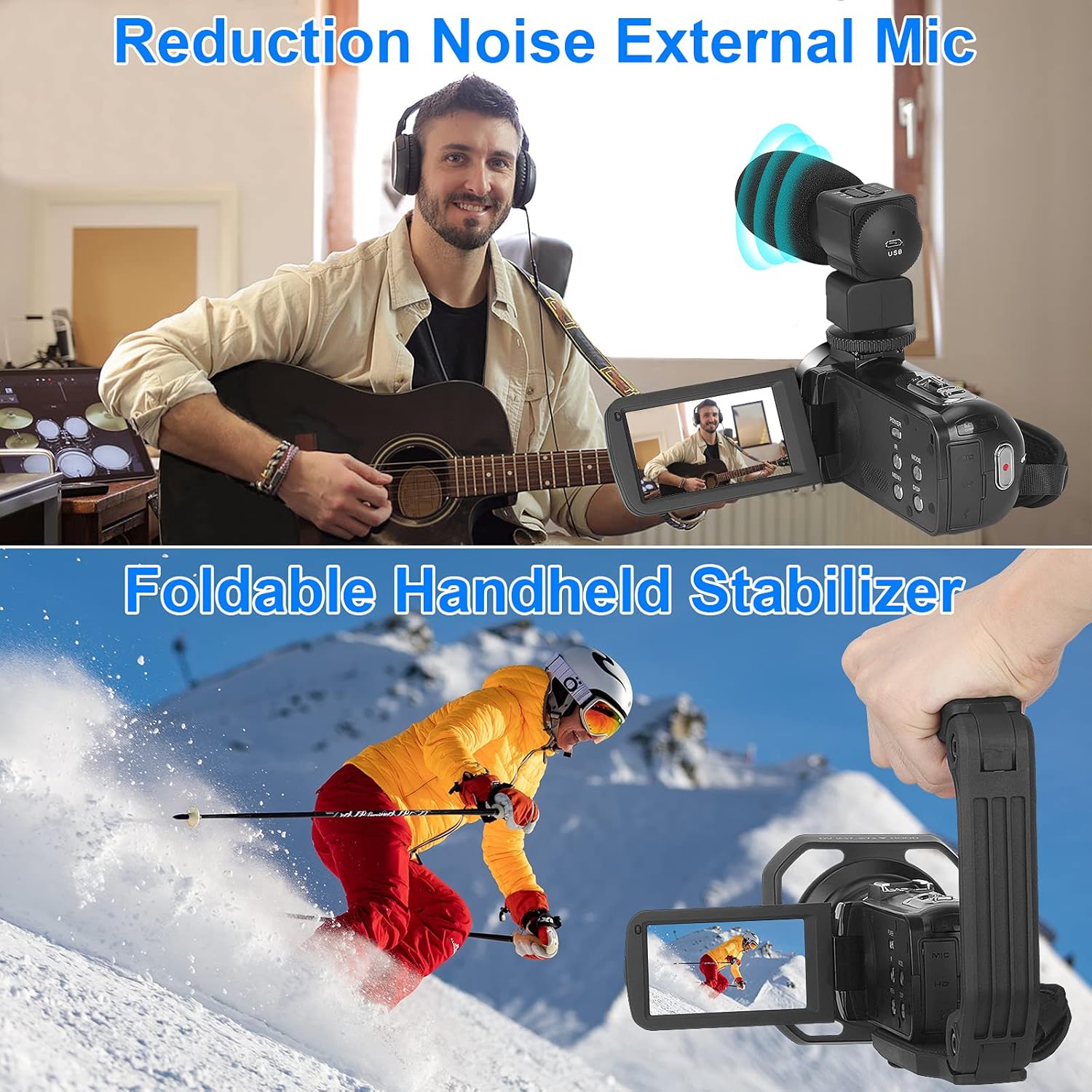Video Camera 4K, Camera for YouTube Live Streaming 56MP, Easy to Use Vlogging Camera with External Microphone, IR Night Vision 16X Digital Zoom WiFi Remote Control Video Recorder