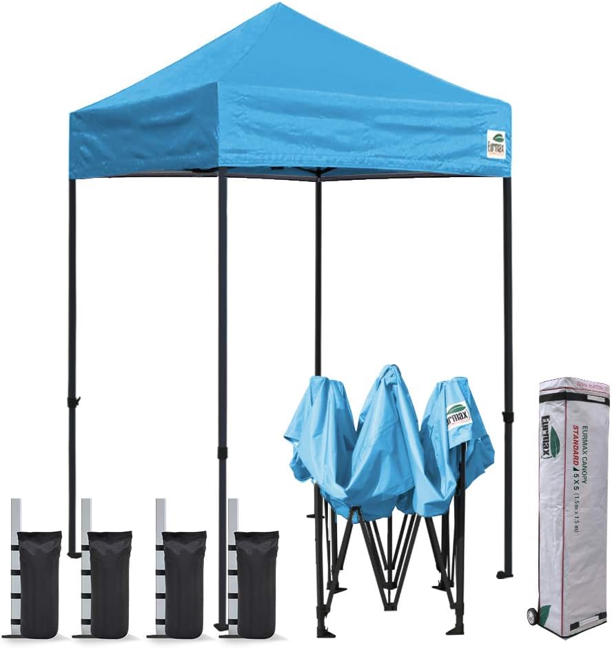 Eurmax USA 8'x12' Ez Pop Up Canopy Tent Commercial Instant Canopies with Heavy Duty Roller Bag,Bonus 4 Sand Weights Bags (Red)