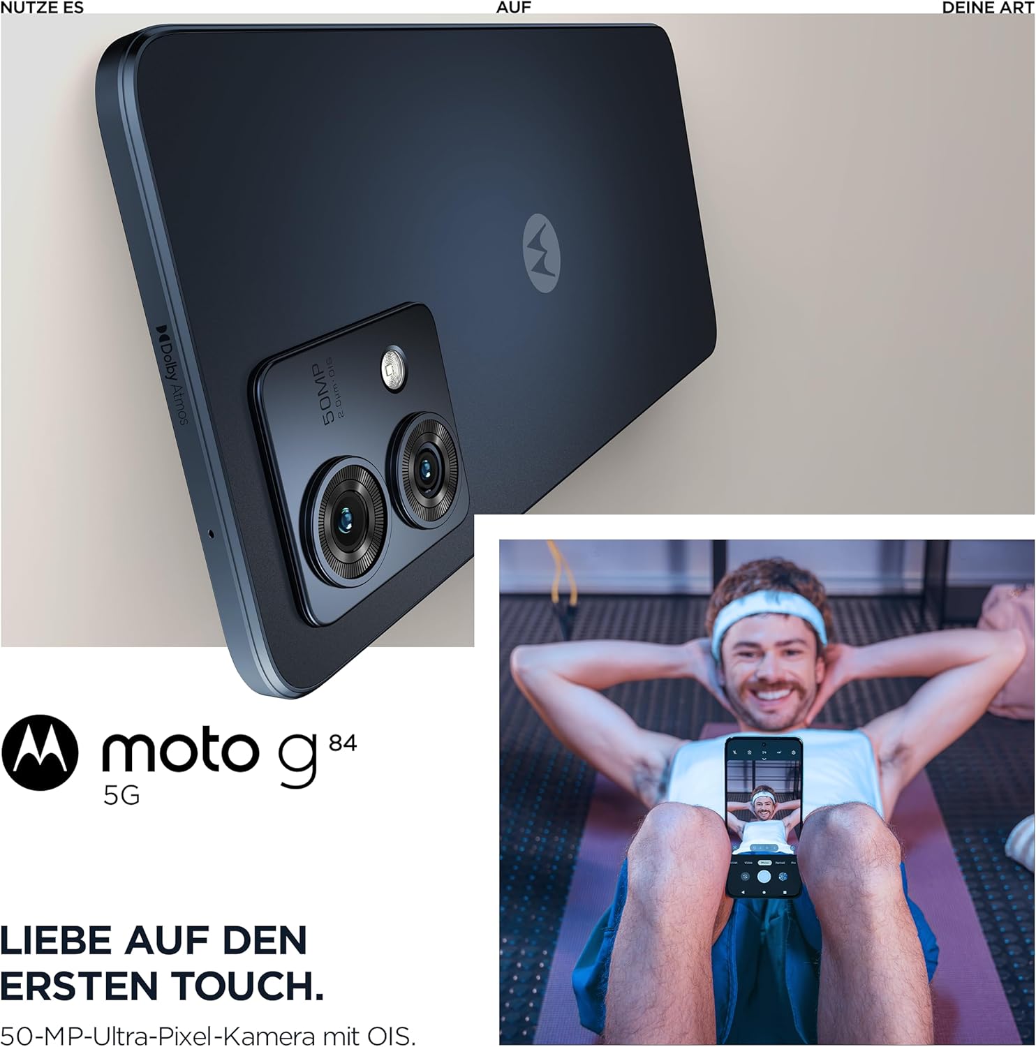 Motorola Moto G84 5G (GSM Unlocked, International Version) 256GB + 12GB RAM Dual SIM Android 13 Smartphone (Midnight Blue)