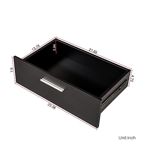 Goujxcy 8 Drawer Double Dresser for Bedroom, Modern Black 8 Drawers Chest Dresser with Metal Handle, Wooden Closet Wide Storage Cabinet for Living Room Bedroom Home Apartment Dorm