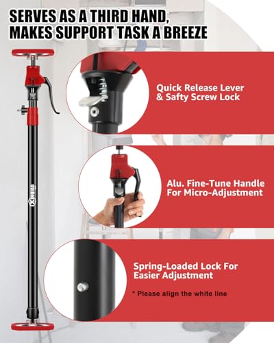 XINQIAO Third Hand Tool 3rd Hand Support System, Premium Steel Support Rod with 154 LB Capacity for Cabinet Jack, Drywall Jack& Cargo Bars, 49.2 IN-114.2 in Long, 4 PC