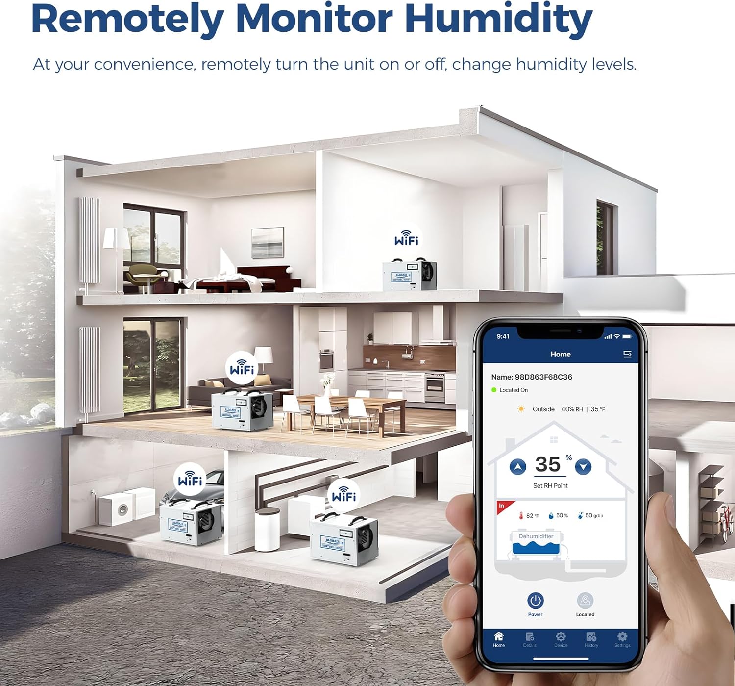 ALORAIR Crawl Space Dehumidifiers, 120 PPD Energy Star Wi-Fi APP Controls Crawlspace Dehumidifiers, Auto Defrost Basement Commercial Dehumidifiers