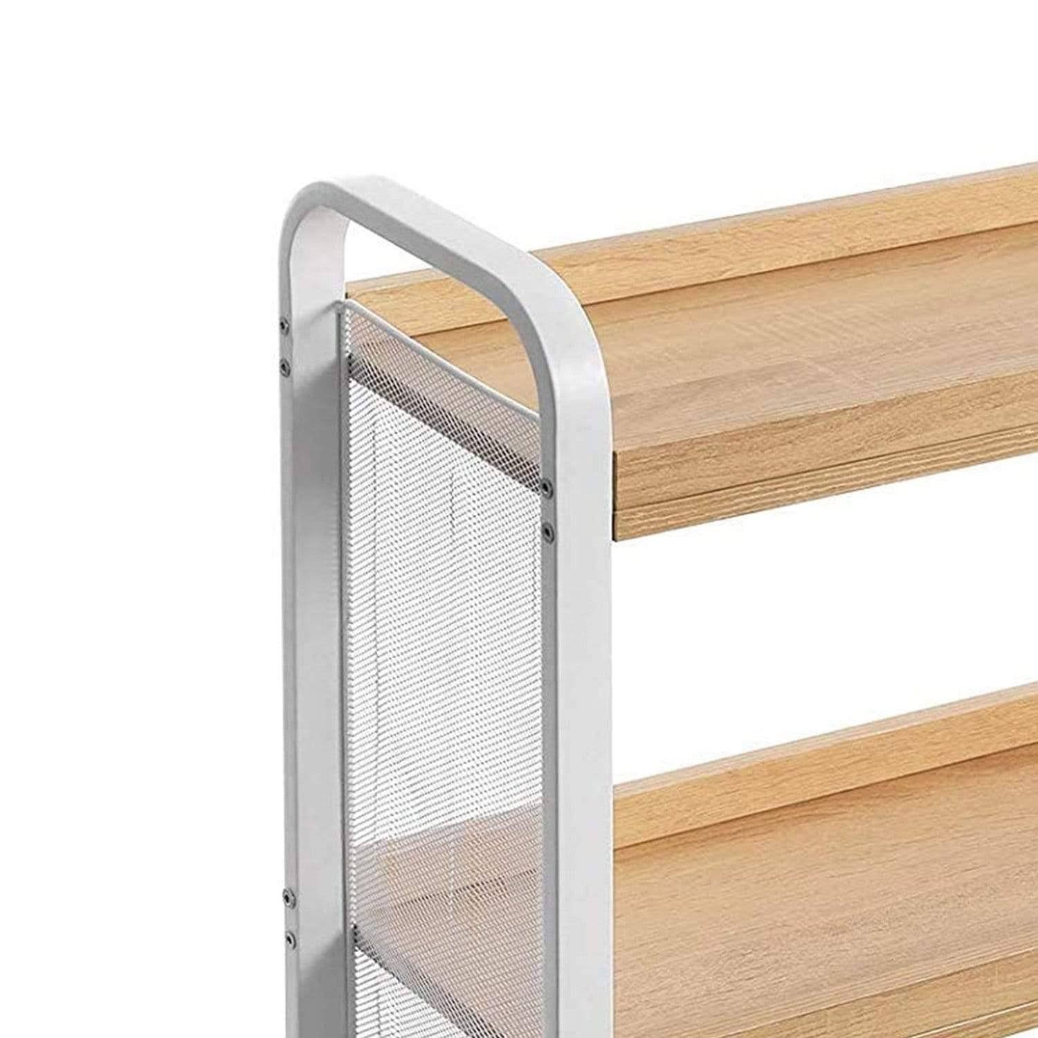 3 Tier Wood and Metal Kitchen Cart with Casters, White and Brown
