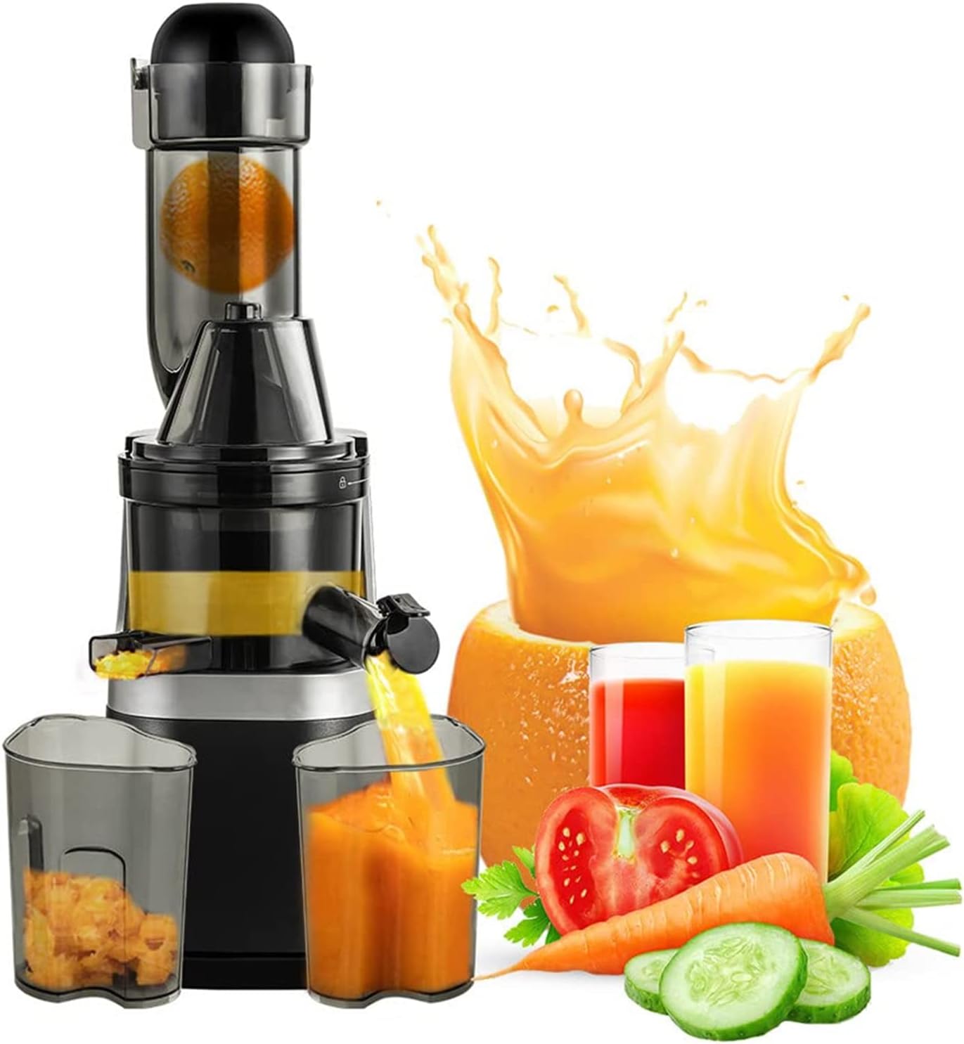 45RPM Electric Auger Juicer Vegetable and Fruit Juice Extractor,Professional Slow Masticating Juicer,High Juice Yield Extract Juice for Fruit & Vegetables