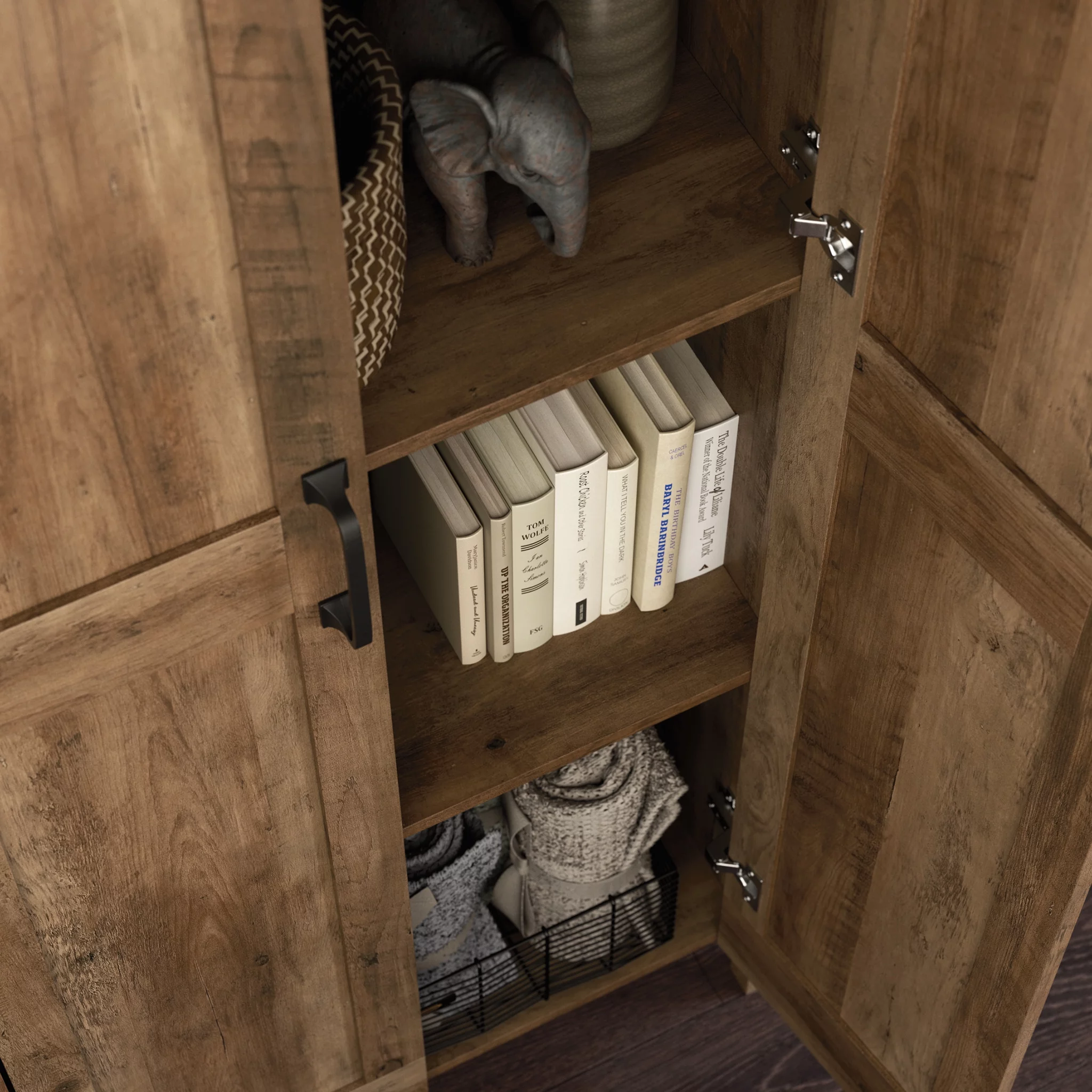 Sauder Two-Door Storage Cabinet, Rural Pine Finish
