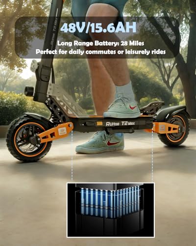 Ruitoo® Electric Scooter, 1000W/1600W/5600W Motor, Off Road Electric Scrooter Adults, 27/32/34/47Mph Top Speed, 28/35/44/50/53 Miles Max Range, Foldable E-Scooter Support Return