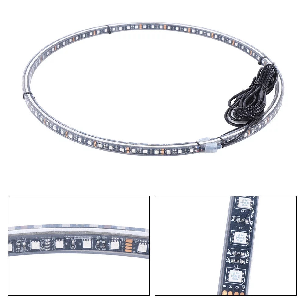 4Pcs 17.5'' Double Row LED Wheel Lights RGB Ring Rim Lamp Fit Car Truck Bluetooth