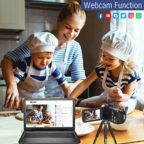 Camcorder Video Camera 4K Ultra 48MP with IR Night Vision,18X Digital Zoom Camcorder Recorder 3" 270° Rotation Touch screen Vlogging Camera for YouTube with Remote Control,2 Batteries,32GB SD Card