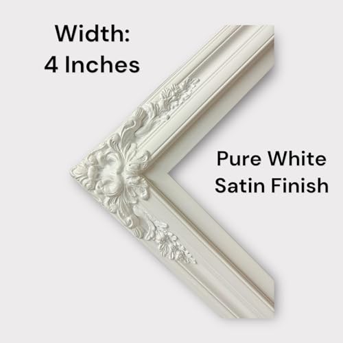 TV frame for Samsung The Frame TV, fits 55 and 65 inch TVS. Pure White Satin (not for use with other models) Handmade wood ornate TV Frame
