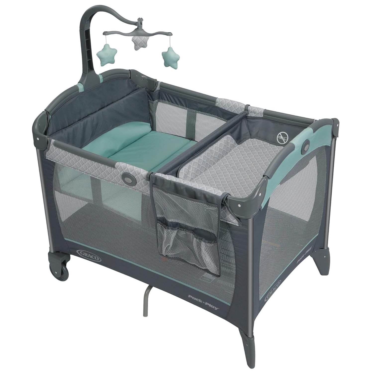 Graco Pack and Play Change 'n Carry Playard | includes Portable Changing Pad, Manor, 40x28.5x29 Inch (Pack of 1)