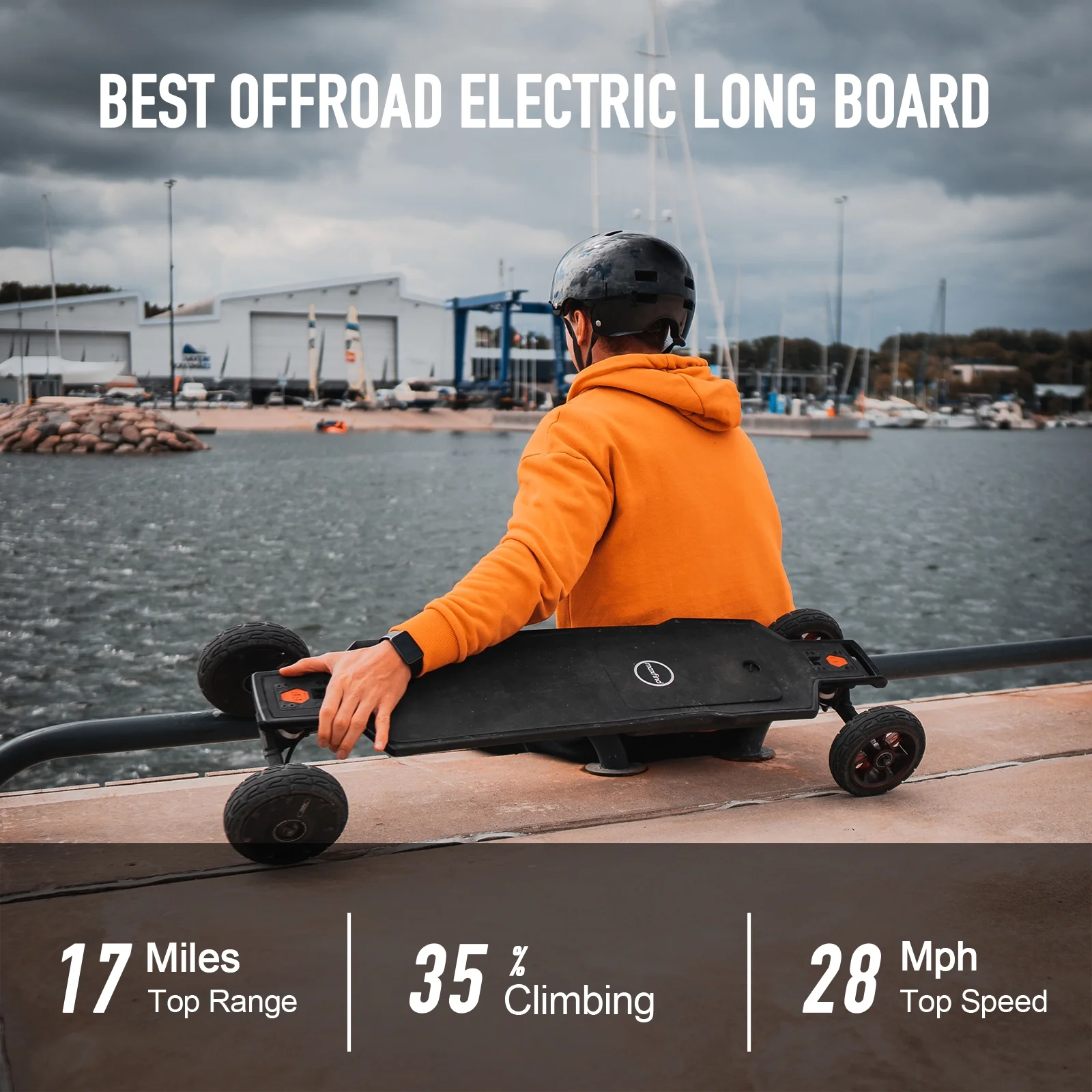 Maxfind All-Terrain Electric Skateboards with Remote Electric Longboard for Adults, 28 Mph Top Speed, 165 mm Large Wheels, 1500W Dual Motor, 38 Inch