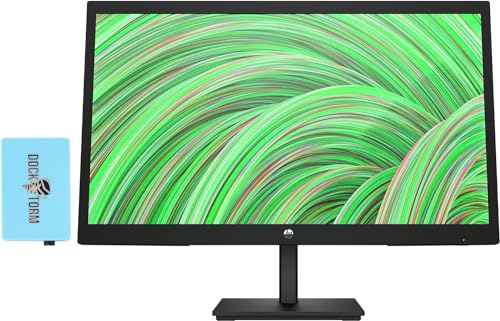 HP V22v G5 FreeSync Monitor 65P56AA#ABA Bundle with Docztorm Dock, FHD VA (1920x1080) 75Hz Display, 1 HDMI 1.4, 1 VGA, VESA Mount (100x100 mm), Ideal for Home & Business, Black (2024 Latest Model)