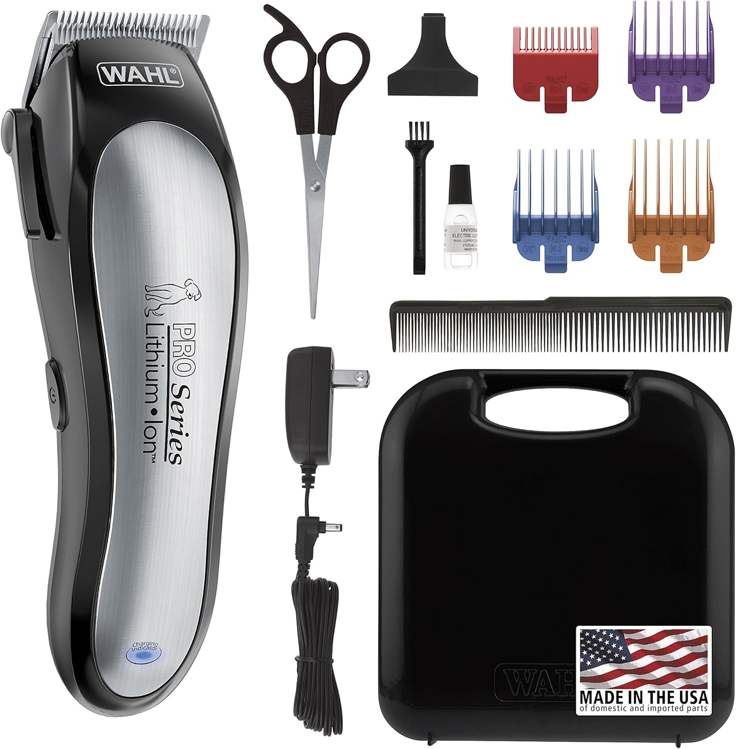 Wahl Lithium Ion Pro Series Cordless Animal Clippers – Rechargeable, Quiet, Low Noise, Heavy-Duty, Electric Dog & Cat Grooming Kit for Small & Large Breeds with Thick to Heavy Coats