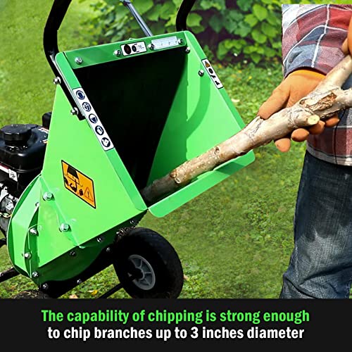 R30 Wood Chipper 7HP Gas Powered, 3" Inch Max Cutting Diameter, All Steel Construction, Heavy Duty Shredder Mulcher 15: 1 Reduction