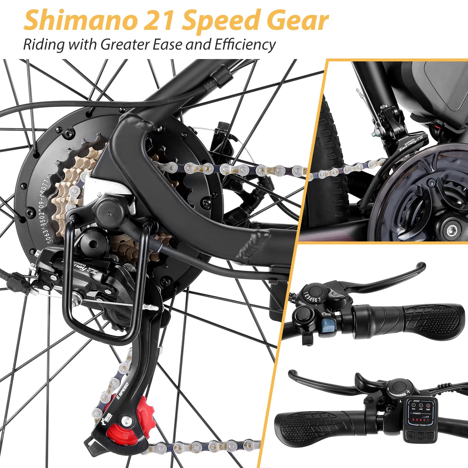 Elifine 500W Electric Bike for Adults, Shimano 21-Speed, 27.5" Mountain Electric Bicycle, 48V 10.4Ah Battery Ebike with 5 Riding Modes, 19.8 mph Aluminum Alloy Electric Commuter Bike up to 50 Miles