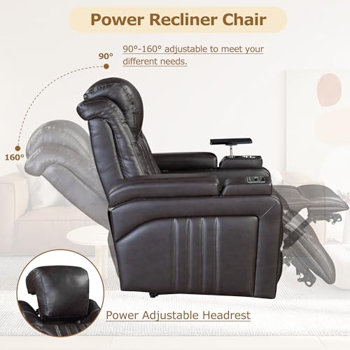 FANYE 360 Degree Swivel Upholstered Armchair,Modern Living Room Manual Reclining Glider Rocker Chair with 2 Pillow-Top Armrests for Home, 33.1", Grey