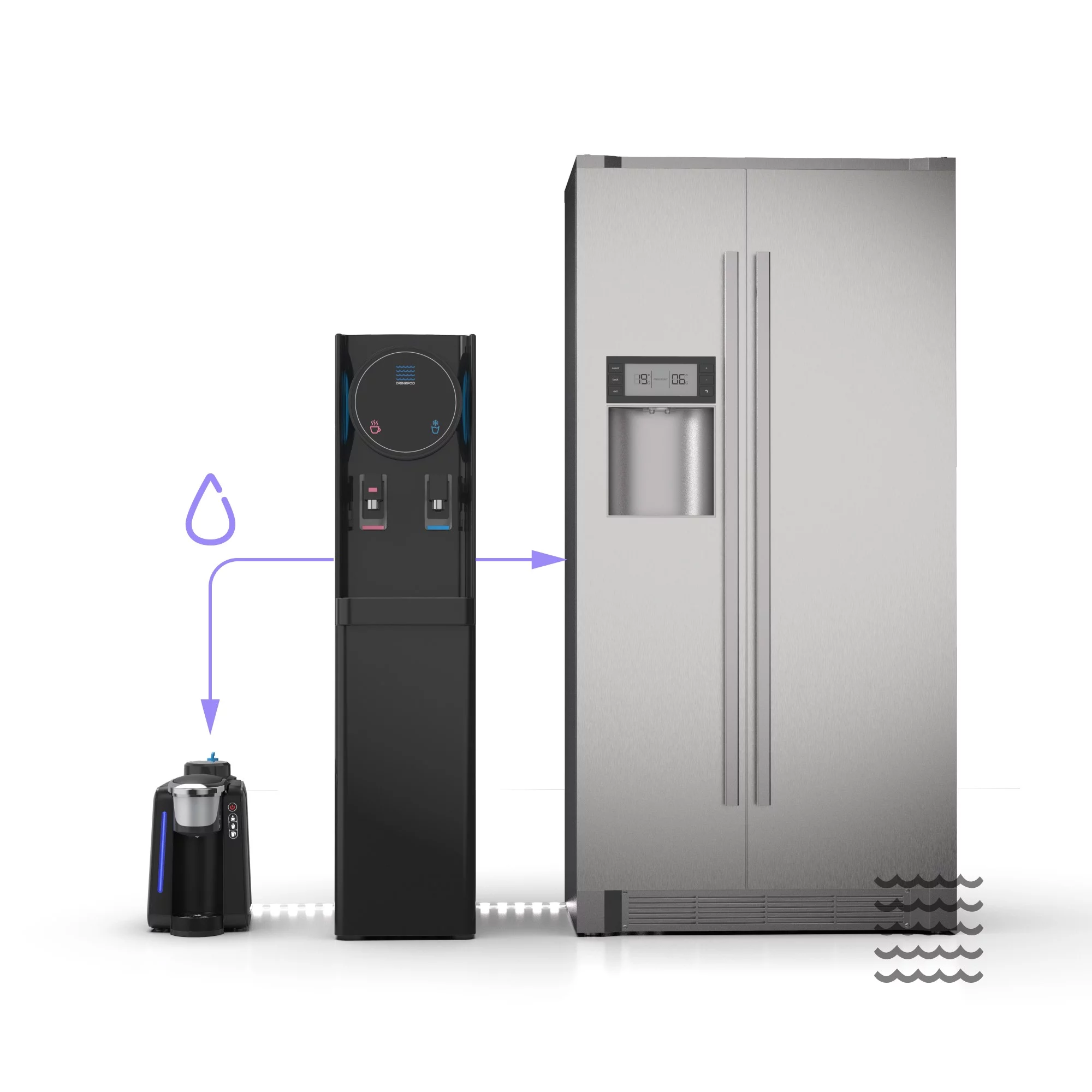 Drinkpod Bottleless Water Cooler Dispenser Ultra Membrane 3+ Filtration Water Cooler Hot & Cold Temps. Exclusive Option To Connect To Other Appliances Color; Black