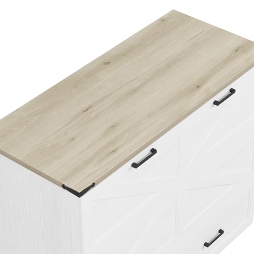 Bellemave Queen Murphy Bed, Cabinet Bed with Charging Station and Storage, Farmhouse Murphy Cabinet with Foldable Panel, Noisy Free, for Guest Bedroom, Living Room, Office, Rustic Gray