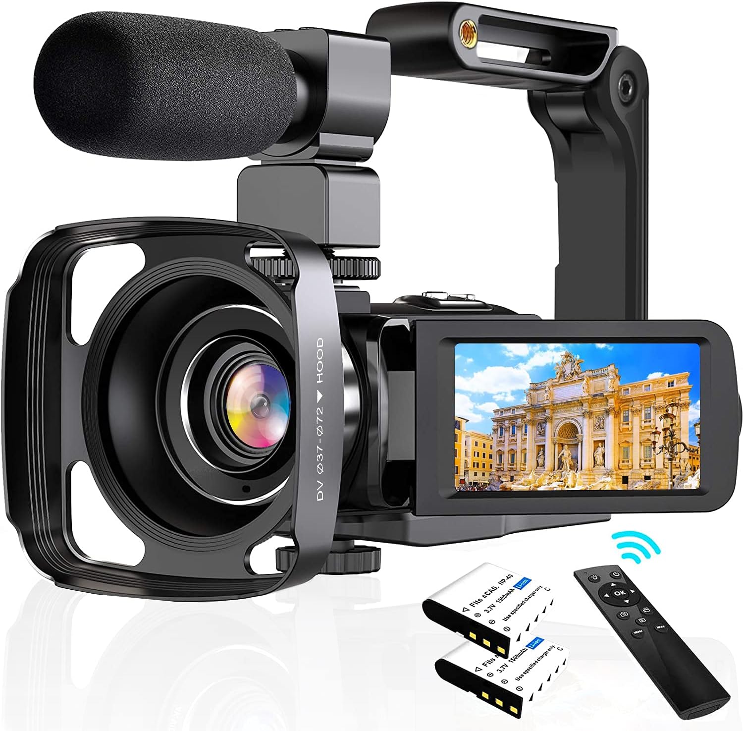 Video Camera 4K Camcorder Vlogging Camera for YouTube Auto Focus 48MP 60FPS 3.0" Touch Screen 30X Digital Zoom Camera Recorder with Microphone Handhold Stabilizer 2.4G Remote Control